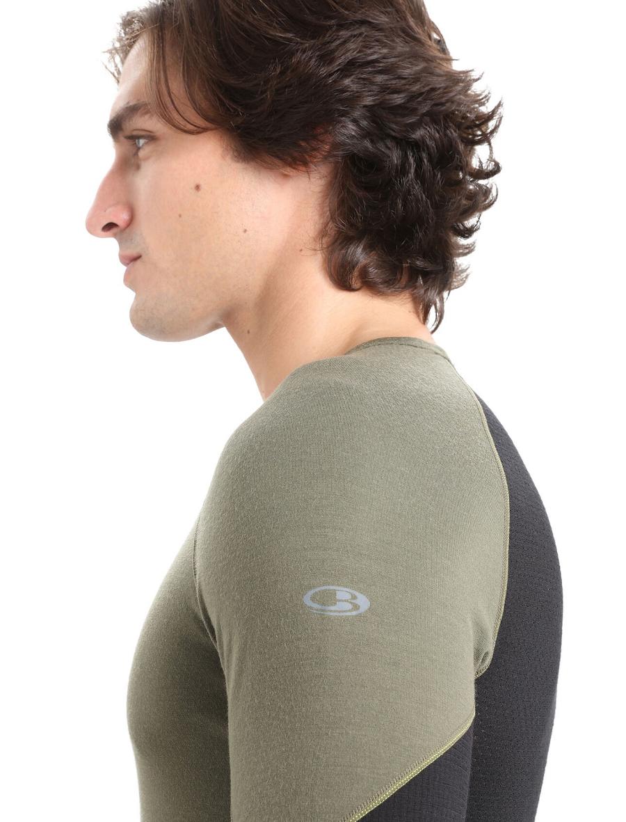 Loden / Black Men's Icebreaker BodyfitZone™ Merino 260 Zone Long Sleeve Crewe Thermal Top Base Layers | USA 1380FDNM